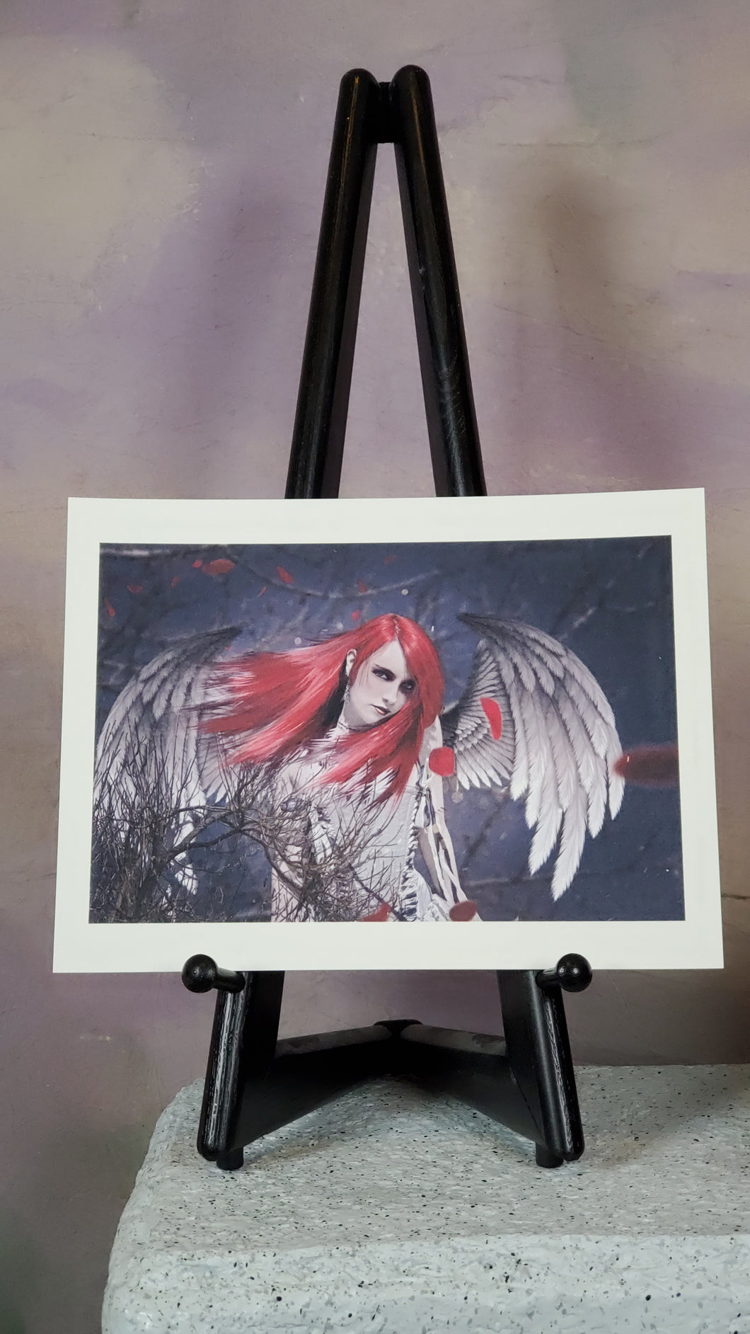 Red Angel Gothic Art Print Signed by Artist 9x12