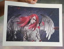 Load image into Gallery viewer, Red Angel Gothic Art Print Signed by Artist
