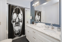 Load image into Gallery viewer, Black with White Screaming Skull Shower Curtains
