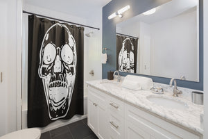 Black with White Screaming Skull Shower Curtains