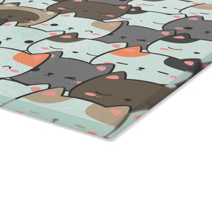 Cute Cats Closeup Glass Cutting Board: Infuse Your Kitchen with Feline Flair! 🐾🍽️