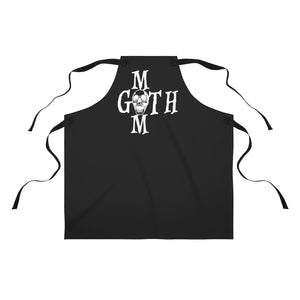 Black Apron with Goth mom in White Skull Apron