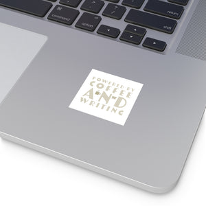 Powered By Coffee and Writing Square Vinyl Stickers