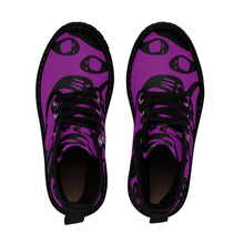 Load image into Gallery viewer, Black and Purple Ghost Women&#39;s Goth Fashion Canvas Boots
