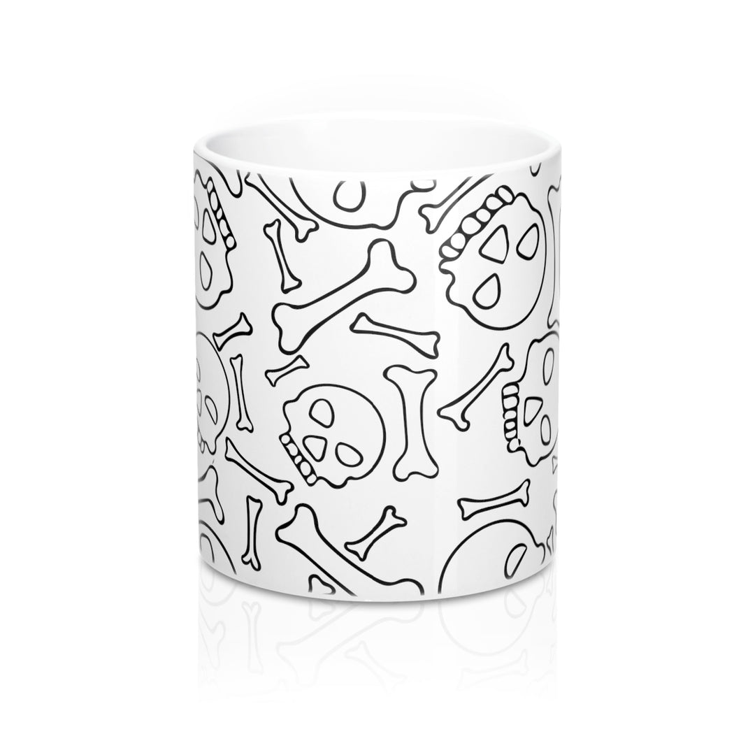 Skull and Bones Black and White Coffee Mug 11oz
