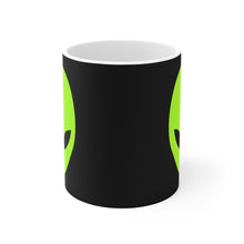 Load image into Gallery viewer, Green Alien Head Black Coffee Mug 11oz
