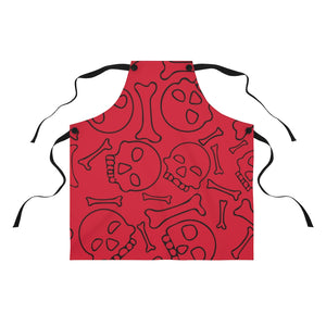 Red Skulls and Bones Apron For Cooking or Art