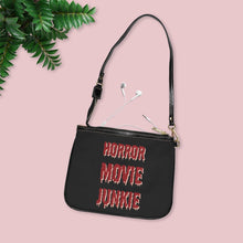 Load image into Gallery viewer, Horror Movie Junkie with Black Background Small Shoulder Bag for Horror Fans
