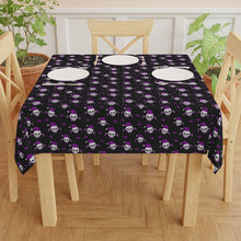 Load image into Gallery viewer, Christmas Skulls and Candy Canes black and purple Tablecloth
