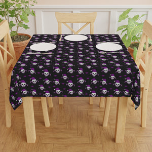 Christmas Skulls and Candy Canes black and purple Tablecloth