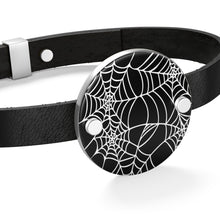 Load image into Gallery viewer, Black and White Goth circle Shaped Spider Web Leather Bracelet For Your Goth Outfit
