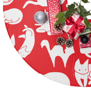 Cute Cats Playing Christmas Tree Skirts