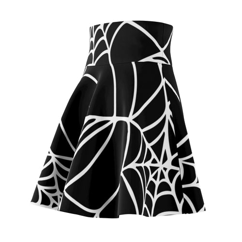 Black and White Halloween Spider Web Women's Skater Skirt