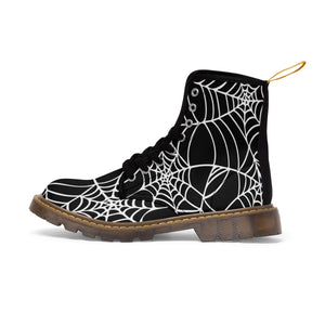 Halloween Black and white Spider Web Shoes Women's Martin Boots