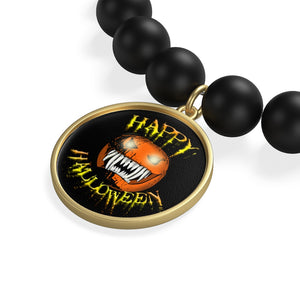 Happy Halloween Scary Pumpkin Matte Onyx Bracelet