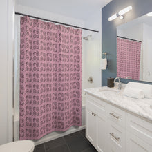 Load image into Gallery viewer, Victorian Skulls and Spiders Pattern Pink and Black Shower Curtains
