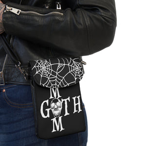 Goth Mom with Spiderwebs Black Small Cell Phone Wallet