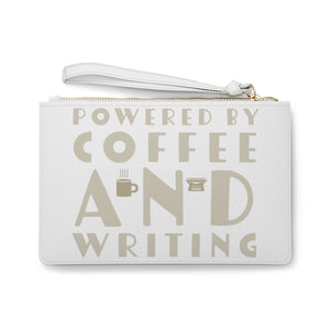 Powered by Coffee and Writing Clutch Bag Gift For Authors and Writers