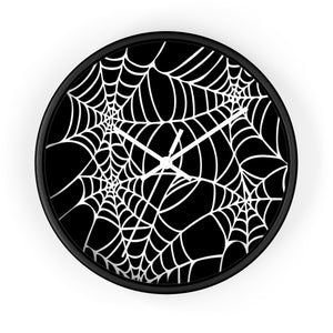 Halloween Decoration Black and white  spider web Wall clock white arms