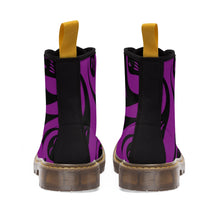 Load image into Gallery viewer, Black and Purple Ghost Women&#39;s Goth Fashion Canvas Boots
