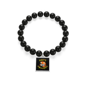 Happy Halloween Scary Pumpkin Matte Onyx Bracelet