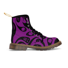 Load image into Gallery viewer, Black and Purple Ghost Women&#39;s Goth Fashion Canvas Boots
