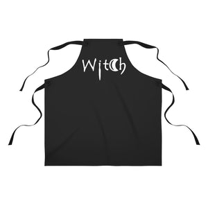 Black with the Word Witch in White Apron For Cooking or Art
