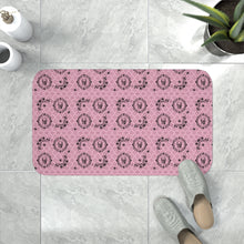 Load image into Gallery viewer, Victorian Skulls and Spiders Pattern Pink and Black Memory Foam Bathmat
