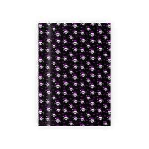 Christmas Skulls and Candy Canes black and purple Gift Wrapping Paper Rolls, 1pc