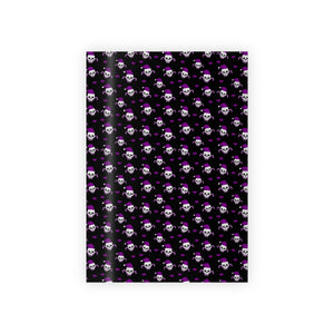 Christmas Skulls and Candy Canes black and purple Gift Wrapping Paper Rolls, 1pc