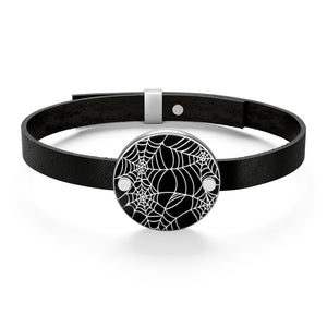 Black and White Goth Heart Shaped Spider Web Leather Bracelet For Your Goth Outfit