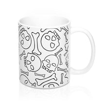 Load image into Gallery viewer, Skull and Bones Black and White Coffee Mug 11oz
