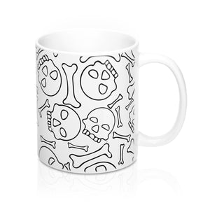 Skull and Bones Black and White Coffee Mug 11oz
