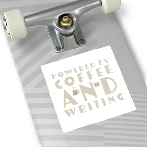 Powered By Coffee and Writing Square Vinyl Stickers