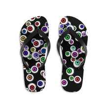 Load image into Gallery viewer, Goth Shoes Eyeballs Everywhere Halloween Unisex Flip-Flops
