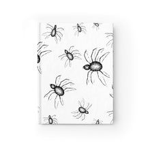 Load image into Gallery viewer, Dark Whimsical Art Halloween Journal Black and white spider web Design  - Ruled Line top view
