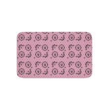 Load image into Gallery viewer, Victorian Skulls and Spiders Pattern Pink and Black Memory Foam Bathmat
