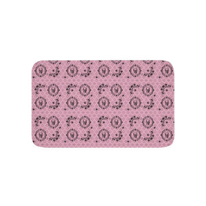 Victorian Skulls and Spiders Pattern Pink and Black Memory Foam Bathmat