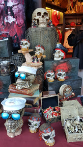 An assortment of skulls pirate stock photo