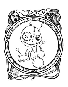 Creepy Cute Halloween Voodoo Doll Printable Coloring page