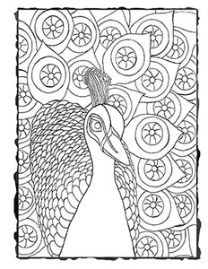 Downloadable Coloring Page Peacock covered in Eyeballs