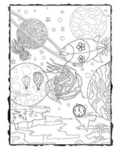 Load image into Gallery viewer, Dark Whimsical Art Adult Coloring Page Strange World Downloadable Printable
