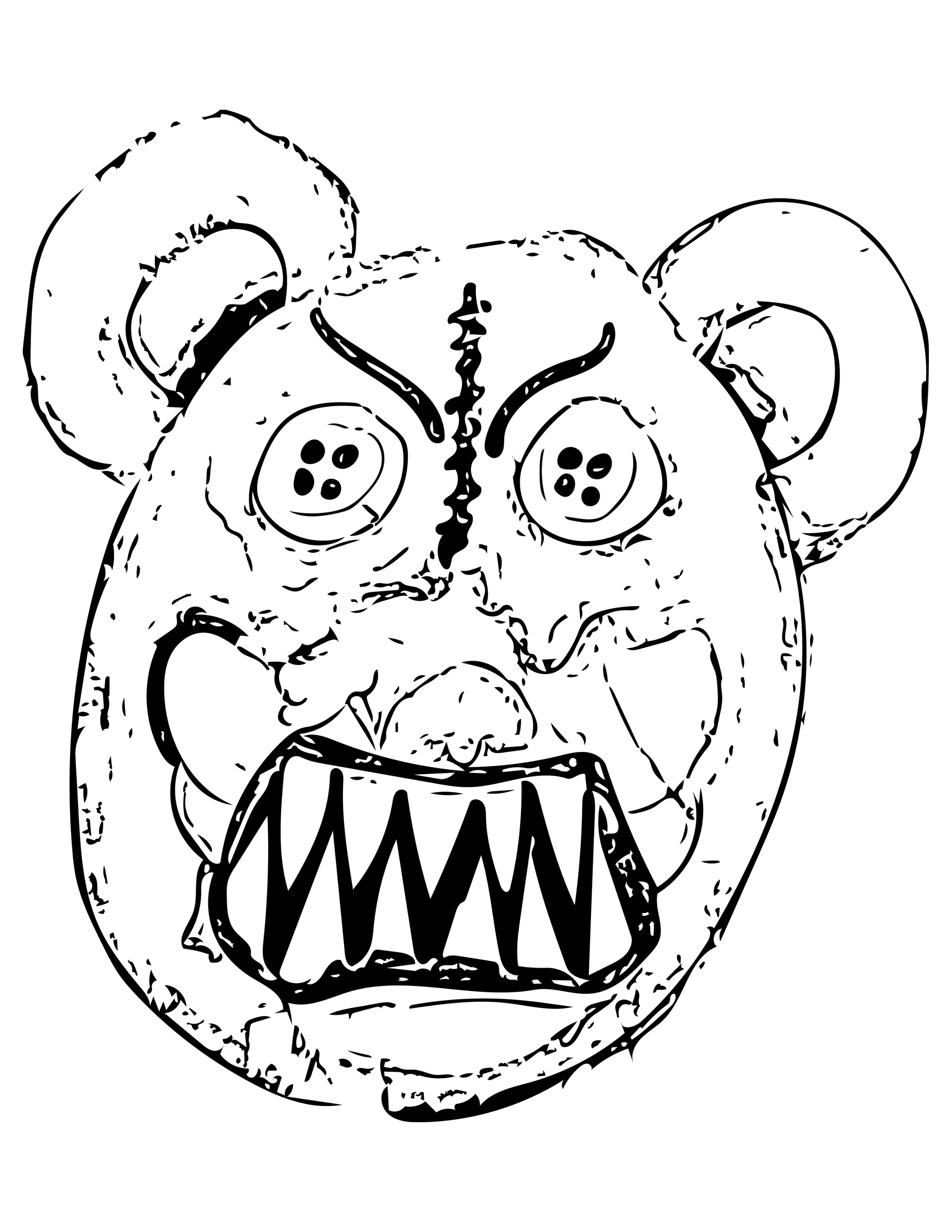 Teddy bear with scary top face