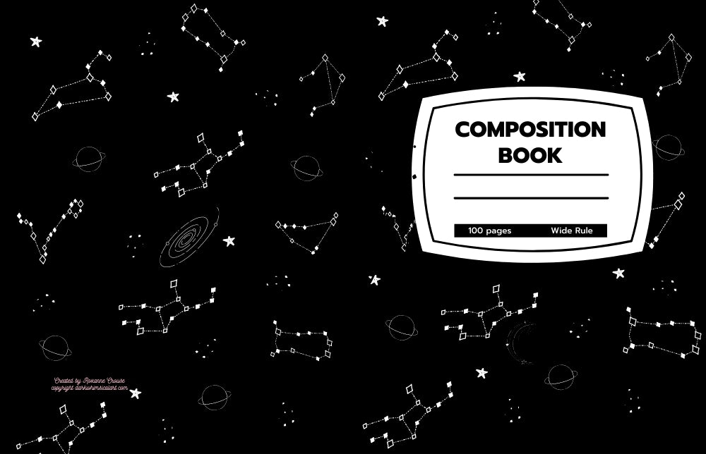 Galaxy Constellations Composition Book Soft Cover: Night Sky Notebook, 200 page sides Wide ruled Back to School Journal