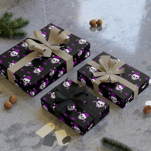 Load image into Gallery viewer, Christmas Skulls and Candy Canes black and purple Gift Wrapping Paper Rolls, 1pc
