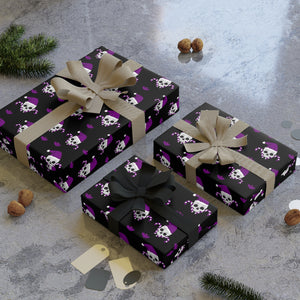 Christmas Skulls and Candy Canes black and purple Gift Wrapping Paper Rolls, 1pc