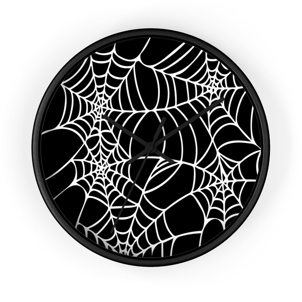 Halloween Decoration Black and white  spider web Wall clock black arms