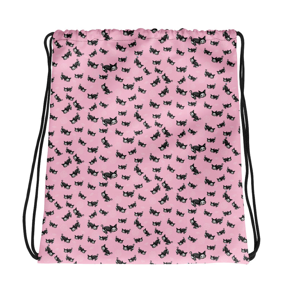 Pastel Goth Skeleton Cats Drawstring bag – Dark Whimsical Art