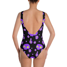 Load image into Gallery viewer, Purple Skulls One-Piece Swimsuit
