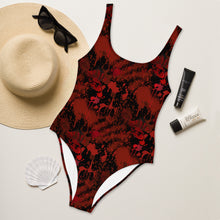 Load image into Gallery viewer, Black and Red Blood Splatter One-Piece Swimsuit For Women
